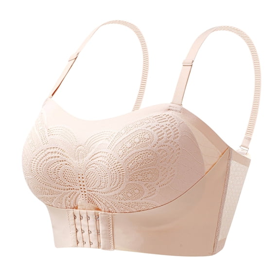 Tumotour Front Open Bras For Women Non-Steel Ring Traceless Gathering Front Vice Breast Openings Beauty Back Buckle Underwear Large Size Seamless Push Up Wireless Yoga Vest Bra