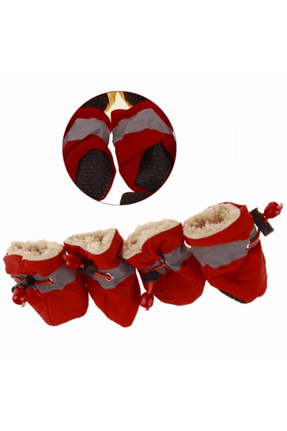 4pcs Non-slip Shoes Pet Protection Soft-soled Pet Dog Shoes Winter Waterproof Warm Dog Boots