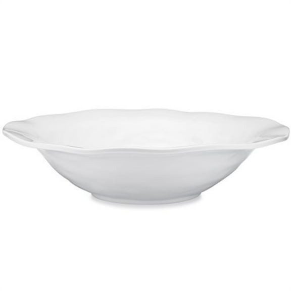 q squared ruffle round melamine shallow serving bowl, 14-inches