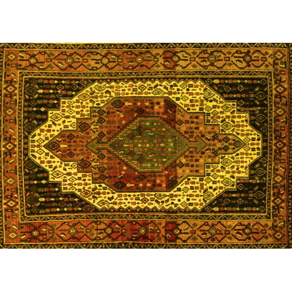 Ahgly Company Indoor Rectangle Persian Yellow Traditional Area Rugs, 2' x 4'
