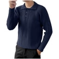 thumbnail image 2 of UVEASISHA Polos Sweaters for Men Knitted Casual 3 Button Collared Golf Shirts Solid Color Regular Fit Knit Pullover Sweater Winter Thermal Tops Navy L, 2 of 10