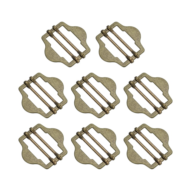 Unique Bargains 8Pack Metal Adjuster Slide Buckles, 25mm Webbing Strap Roller Pin Clip (Bronze)