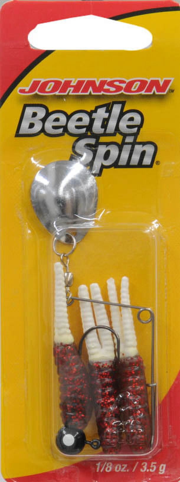 Johnson Original Beetle Spin Fishing Lure, Red Sparkle/White, 1.5 in