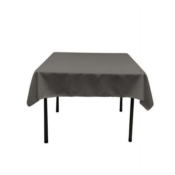 LA Linen TCpop52x52-CharcoalP34 Polyester Poplin Square Tablecloth - Charcoal - 52 x 52 in.