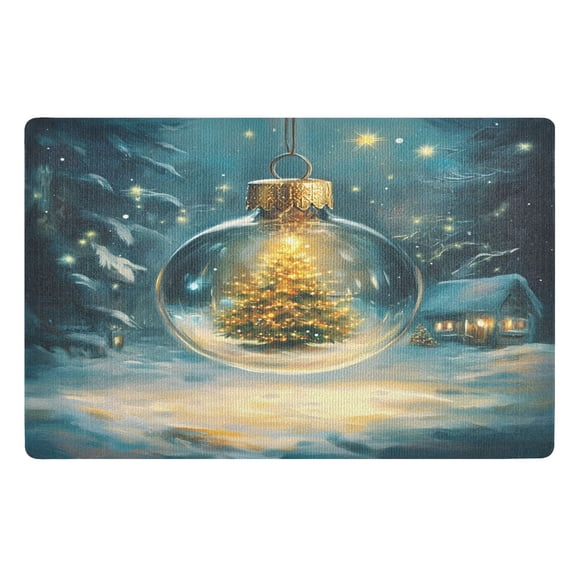 ALAZA Christmas Tree in Bulbs Door Mat Outdoor Indoor Entrance Low Profile Floor Rugs 32"x20"