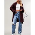 thumbnail image 4 of Women's Long Cardigan Sweaters Open Front Oversized Duster for Women Wine Red XL, 4 of 10