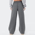 thumbnail image 4 of Women Fleece Lined Wide Leg Sweatpants - Drawstring Elastic Waisted Barrel Pants Loose Casual Lounge Travel Pants,Dark Gray S, 4 of 4