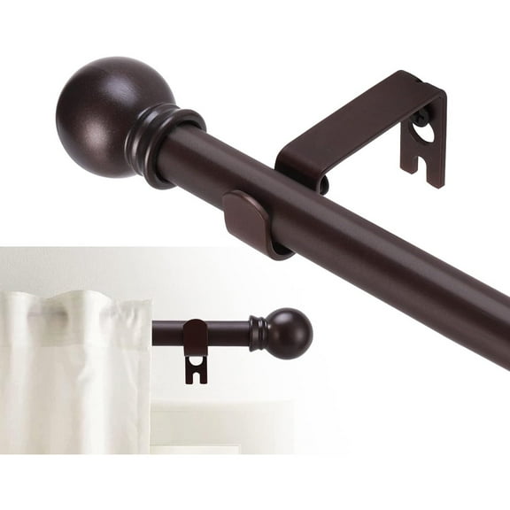 Curtain Rods for windows 48 to 84-93 inch, 5/8 inch Decorative Brown Splicing Heavy Duty Metal Curtain Rod set with Brackets