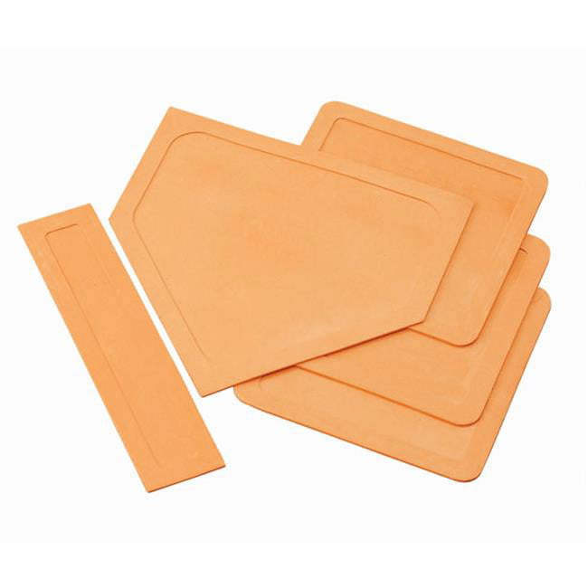 DELUXE Softball BASEBALL BASES 5pc Orange Rubber Outdoor Indoor Sports Play NEW 