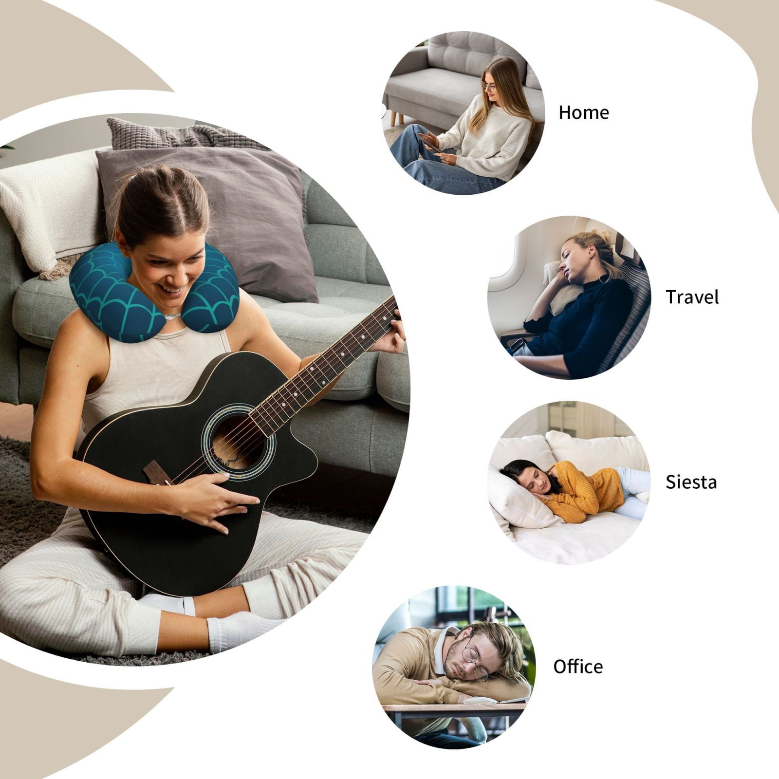 Xecao Spider And Cobweb Print Memory Foam Cervical Neck Pillow Versatile U-Shaped Pillows for Home,Office,Camping,Travelling,Soft Washable Cover