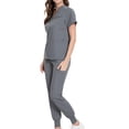 thumbnail image 1 of Conjunto de Uniformes de Enfermería Salvador con Bolsillos Tops con Cuello en V Pantalones para Correr Traje Femenino XS Gris, 1 of 10