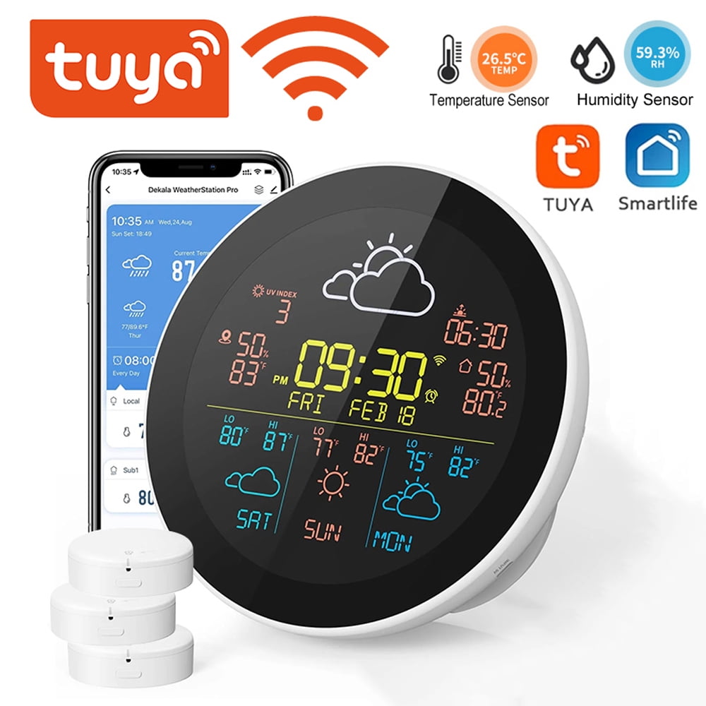 Weather station,Clock 3-day Weather Alarm Clock Function With Alarm Clock Weather Station Wifi Display App 3-day Weather Weather Lcd Display Eryue Wifi Lit Weather Dsfen Adben