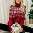 thumbnail image 5 of Aloohaidyvio Christmas Hoodies,Womens Pullover Knitting Sweater Turtle-Neck Christmas Print Long Sleeve Tops, 5 of 6