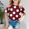thumbnail image 2 of Landzoo Kids Girls Tops Polka Dot Short Sleeve Crew Neck Shirt Summer Comfortable Toddler Girls T-Shirt Size 13-14 Years Red, 2 of 4