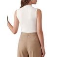 thumbnail image 4 of INSPIRE CHIC Womens Tank Top Hollow Out Sheer Mesh Sleeveless Mock Neck Ribbed Knit Casual Sexy Stretchy Sweater Vest Tops Blouse X Small White, 4 of 6