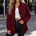 thumbnail image 2 of Sevevn Women's Button Down Corduroy Shacket Lapel Collar Oversized Long Sleeve Jacket with Patch Pockets Comfy Trendy Fall Fashion Casual Outfits for Travel Walking Daily Wear, 2 of 5
