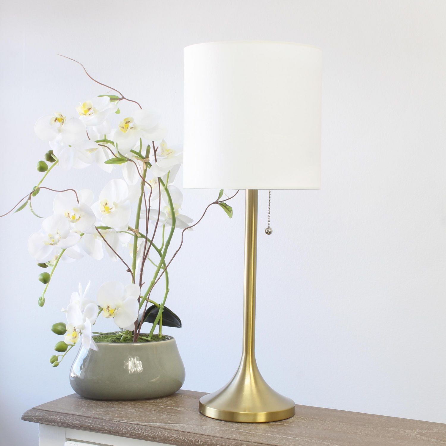 Simple Designs Tapered Table Lamp with Fabric Drum Shade