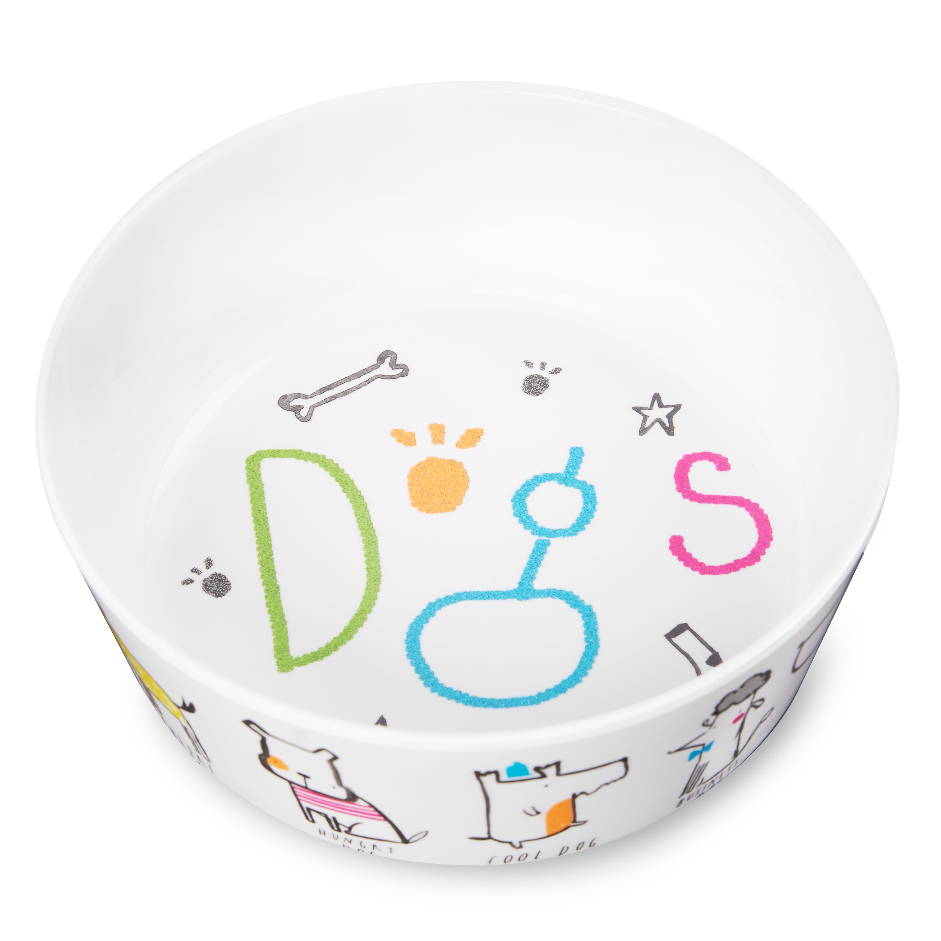 Vibrant Life Plastic Pet Bowl, Dog Characters, Medium