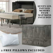 Mega Solutions Tuscany Murphy Cabinet Chest Bed with Charging Station 6 Inch, Queen (Galaxy Grey)