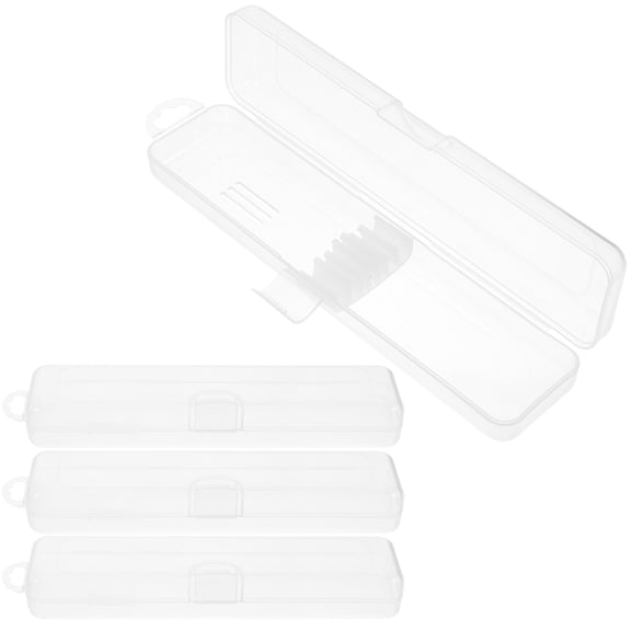 KONTONTY 4Pcs Portable Straw Container With Lid For Travel Use Made From PP