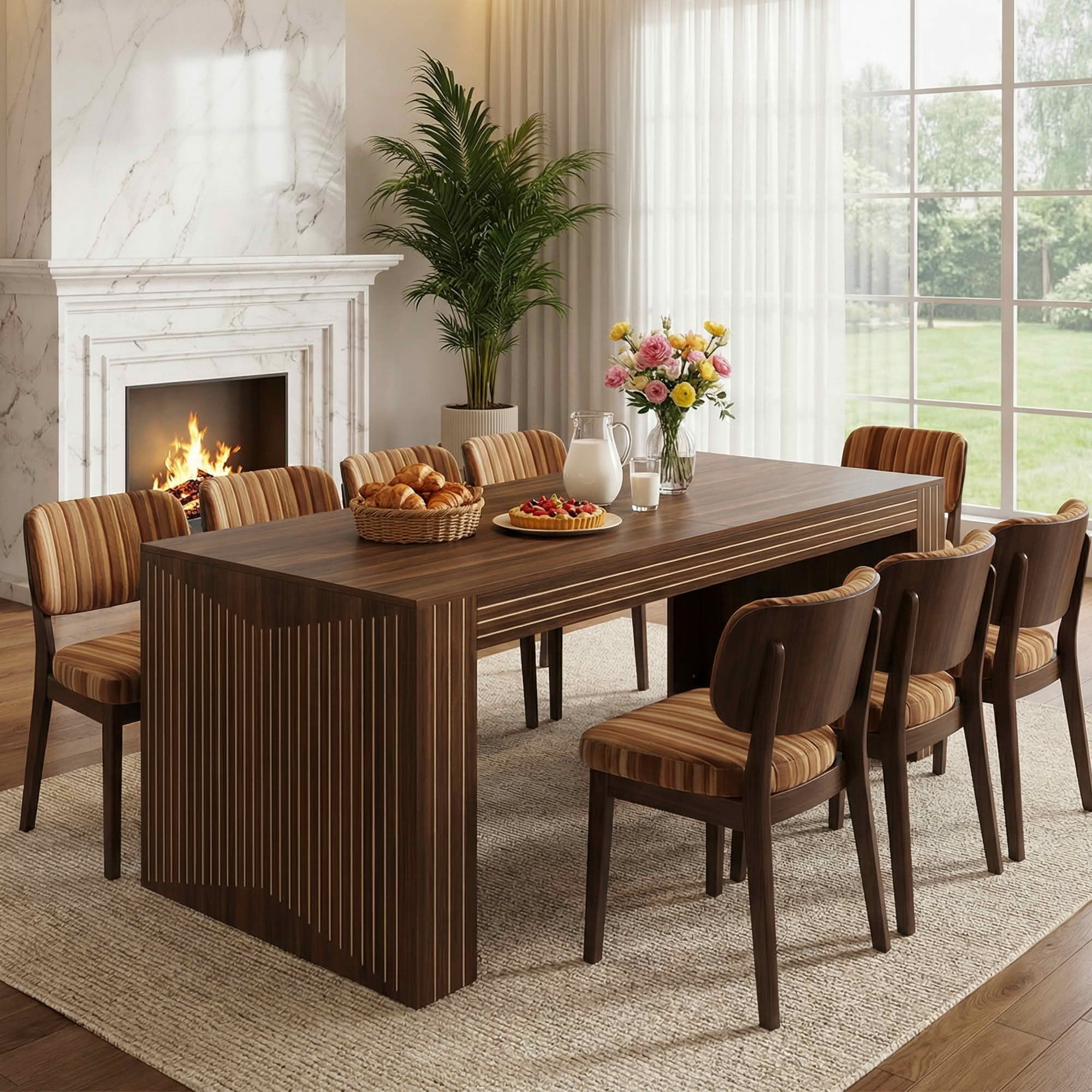 MAYEERTY 78.74" 6-8 Person Rustic Dining Table, Multi-Use Farmhouse Kitchen & Office Desk