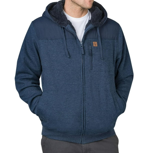 Mens Coleman (Indigo Heather) Sherpa Zip Hoodie LARGE