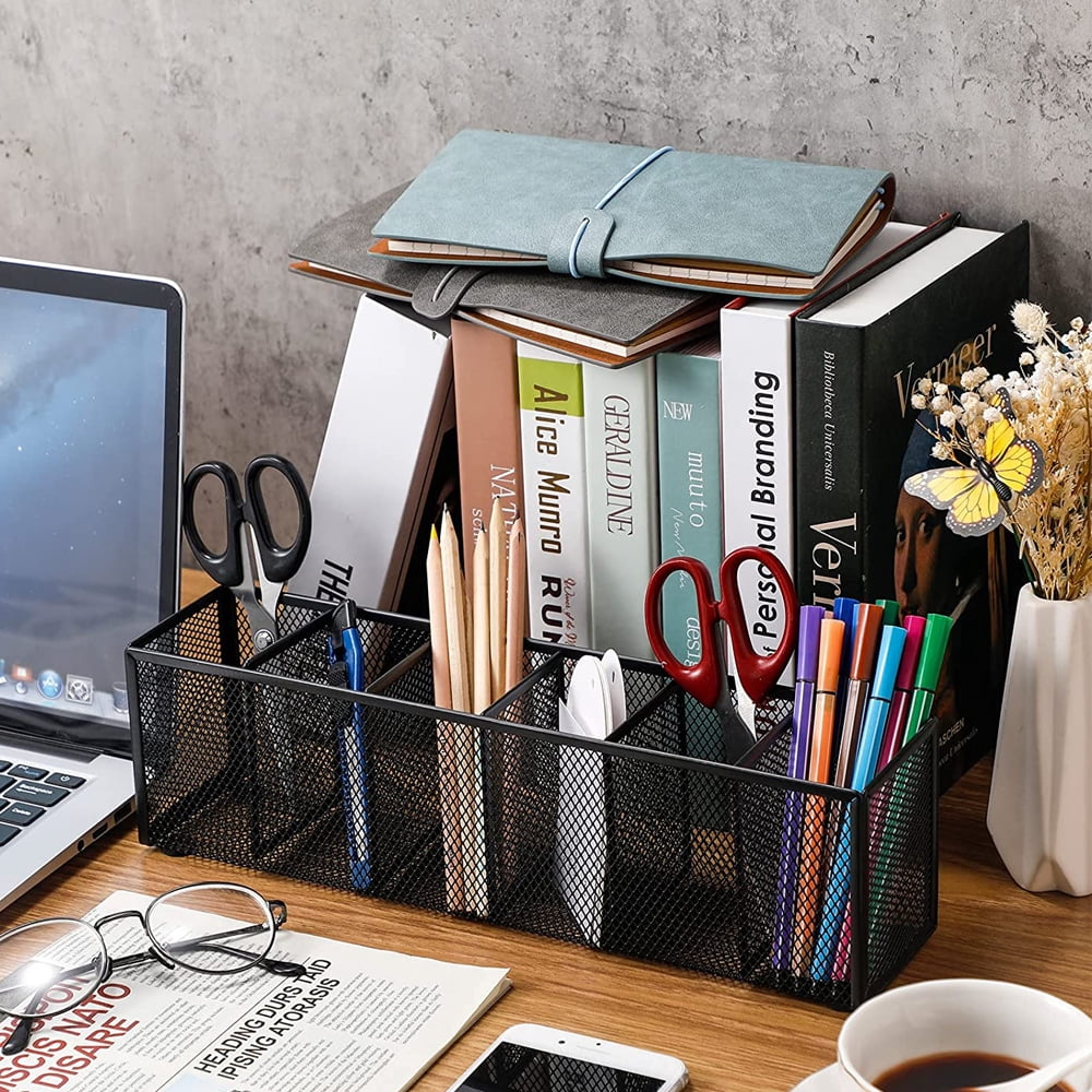 Pencil Holder, Black Mesh Pen Organizer Storage Basket, Cubicle Desk, Makeup Brush Holders, Offices, 34*9.5*8cm