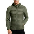 thumbnail image 3 of Xdegoge Plus Size Quilted Jacket for Men Fleece Lined Full Zip Stand Collar Padded Coat Casual Loose Solid Color Jackets Fall Winter Warm Pocketed Outerwear with Removeable Hood, 3 of 8