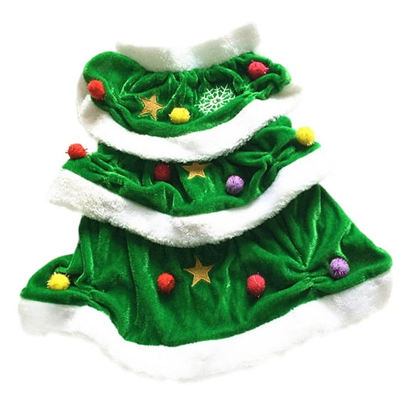 LOLIPPYY Christmas Tree Dog Hoodie Costume, Warm Winter Pet Dress, Cozy Holiday Outfit for Small Dogs, Size XS, Green