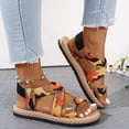 thumbnail image 2 of Yuanlong Womens Sandals Flat Beach Sandals Printed Crisscross Strap Slingback Breathable Hollow Daily Leisure Shoes, 2 of 7