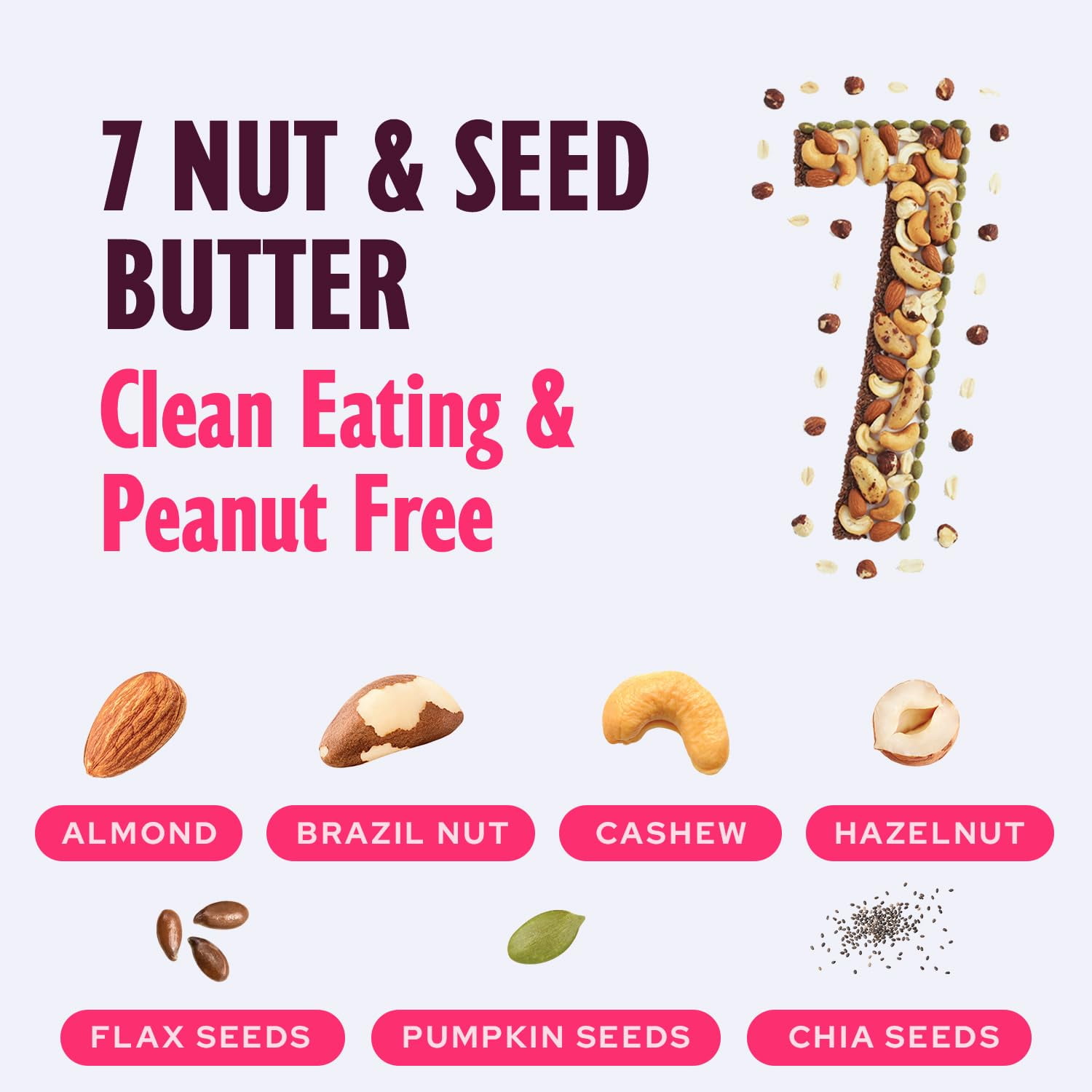 NuttZo Organic Power Fuel Crunchy 7 Nuts & Seeds Butter, Paleo Friendly | Peanut & Gluten Free, Vegan, and Kosher, No Added Sugar or Oil | 26 oz Jar, 2-Pack