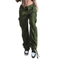 thumbnail image 1 of Gibobby Pantalones deportivos tipo cargo para mujer Pantalones de con cintura de mezclilla, pantalones cortos rasgados para mujer, pantalones informales para mujer(Verde,XL), 1 of 5