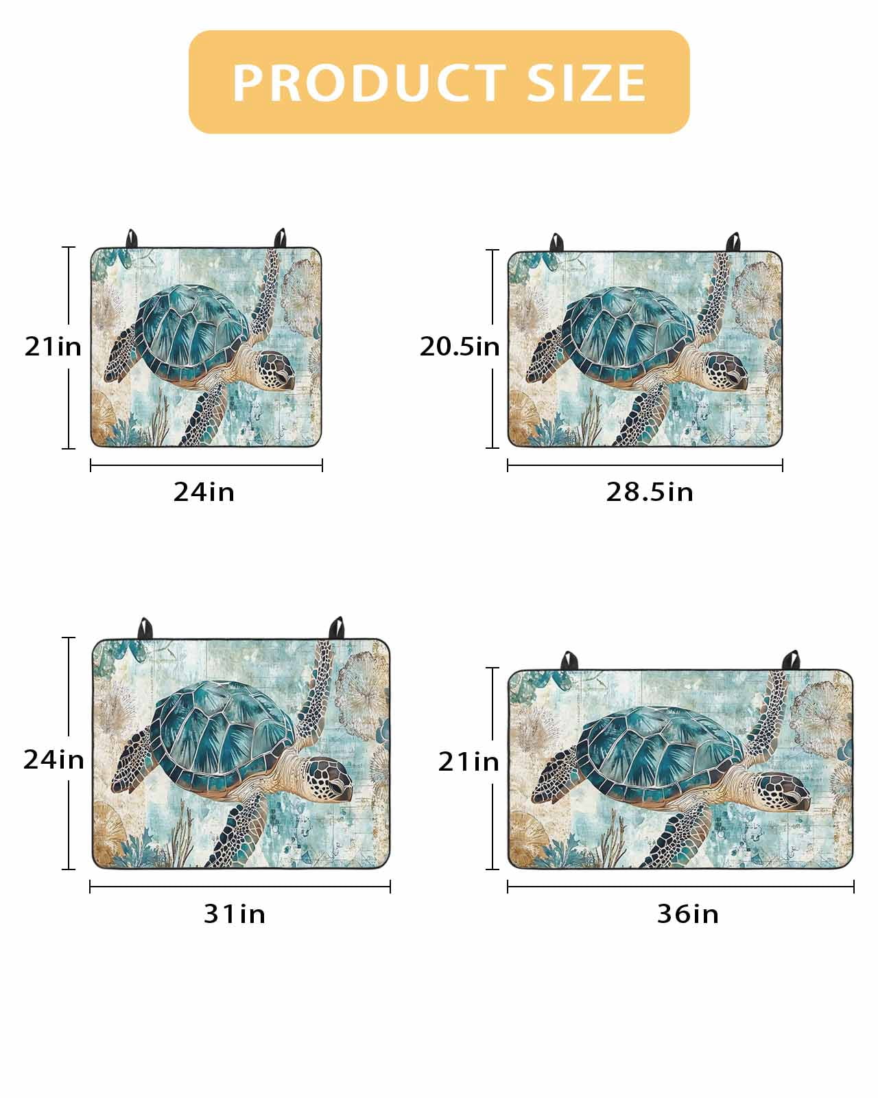nqOlkjepod Large Induction Cooktop Protector Mat 36"x21", Teal Coastal Turtle Stove Top Covers for Electric Stove, Vintage Watercolor Marine Life Stove Burner Cover Mats, Glass Top Stove Cover