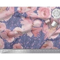 thumbnail image 2 of Soimoi Purple Moss Georgette Fabric Branch & Peach Flower Watercolor Decor Fabric Printed BTY 42 Inch Wide, 2 of 3