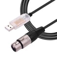 thumbnail image 1 of Cable convertidor USB a XLR de 3 pines para equipos de iluminación escénica, compatible con protocolo DMX512, longitud de 3 metros, conector transparente y cable de alta calidad., 1 of 6