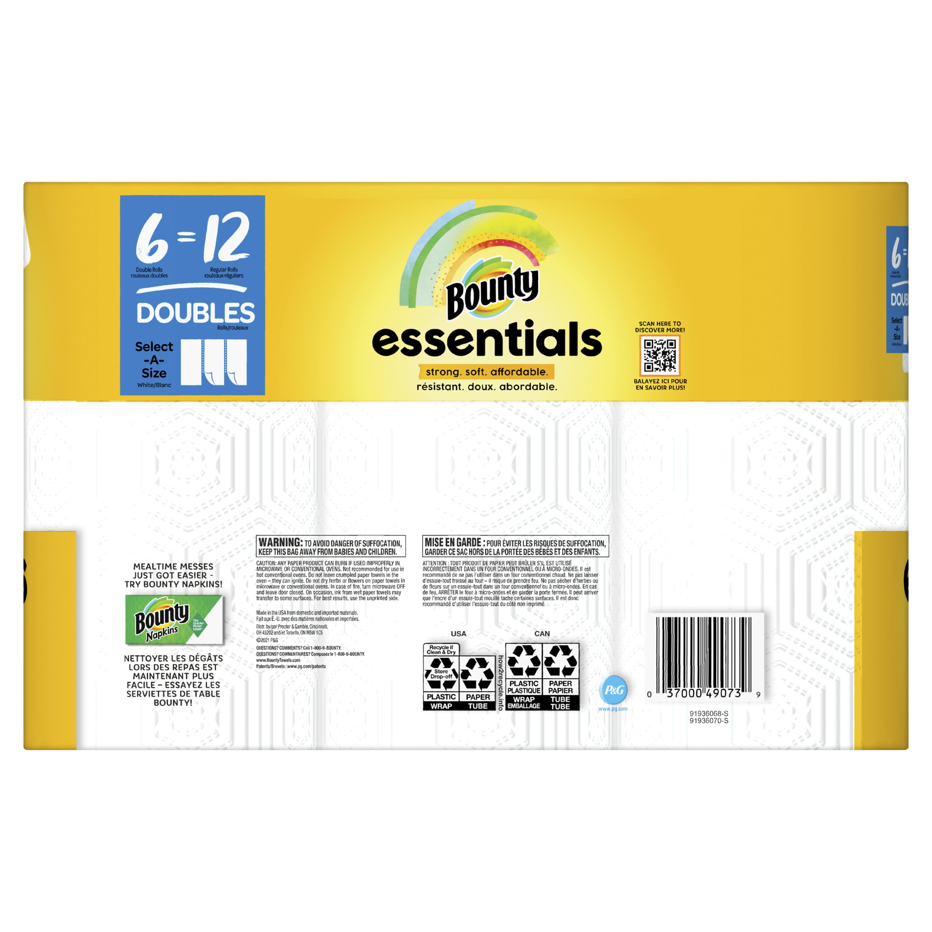 Bounty Essentials Select a Size Paper Towels White 6 Double