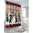 thumbnail image 3 of Christmas Shower Curtain Set, Waterproof Shower Curtains for Bathroom, Vintage Red Plaid Tree Xmas Snowman Washable Fabric Cloth Bath Curtain for Bathtub Decoration with Hooks 72x78 Inches, 3 of 6
