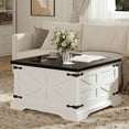 thumbnail image 2 of Frmobepts Farmhouse Coffee Table, Square Wood Center Table with Storage and Lift Top, Metal Corners for Living Room, White, 2 of 9
