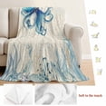 thumbnail image 5 of Blue Octopus Coastal Blanket Soft Cozy Warm Throw Blanket for Couch, Plush Fuzzy Flannel Fleece Blankets for Sofa, Coral Summer Beach Nautical Ocean Beige Bed Blankets Gifts for Men, 50"x60", 5 of 9