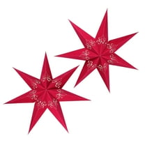 WORGEOUS 2 Pcs Star Decoration Christmas Lanterns Paper Lights Outdoor Bulb Red