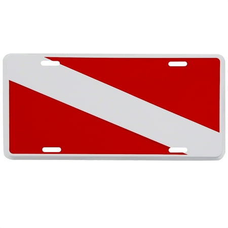 Scuba License Plate - Diver Down SCUBA Dive Flag US Made Aluminum License Plate Car Truck SUV Auto Tag