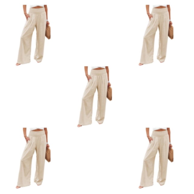 Guardurnaity Pantalones de primavera y verano con bolsillos, largos, holgados, informales, de pierna ancha, de cintura alta, elásticos, a la moda Type6 NO6