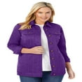thumbnail image 1 of Woman Within Plus Size Long Stretch Denim Jacket Oversized Jean Jacket - 22 W  Indigo, 1 of 6
