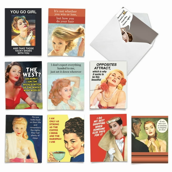 10 Funny All Occasion Blank Note Cards Pack (4 x 5.12 Inch) - VINTAGE VENOM