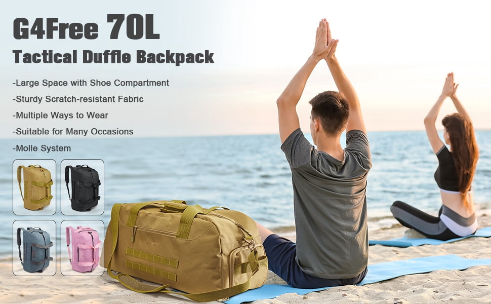 G4Free 70L Large Sports Duffle Bag for Men Gym Travel Backpack with Shoes Compartment Convertible Duffel Backpack