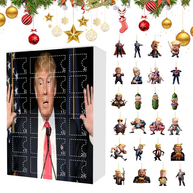 Calendario Cuenta Regresiva Navidad Adviento 24 Días Adorno Navideño Trump Decoraciones para Árboles Colgantes Regalo Partidarios Donald