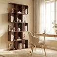 thumbnail image 2 of HOMCOM 5-Tier Bookshelf, S Shaped Geometric Bookcase, Black Wood Grain, 2 of 10