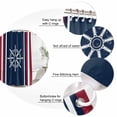 thumbnail image 3 of Navy Blue Red Stripe Bathroom Shower Curtains with 12 Hooks Polyester Waterproof Shower Curtain for Stalls and Bathtubs Coastal Nautical Rudder Farmhouse Decorative Bathroom Curtain 66x72 Inches, 3 of 9
