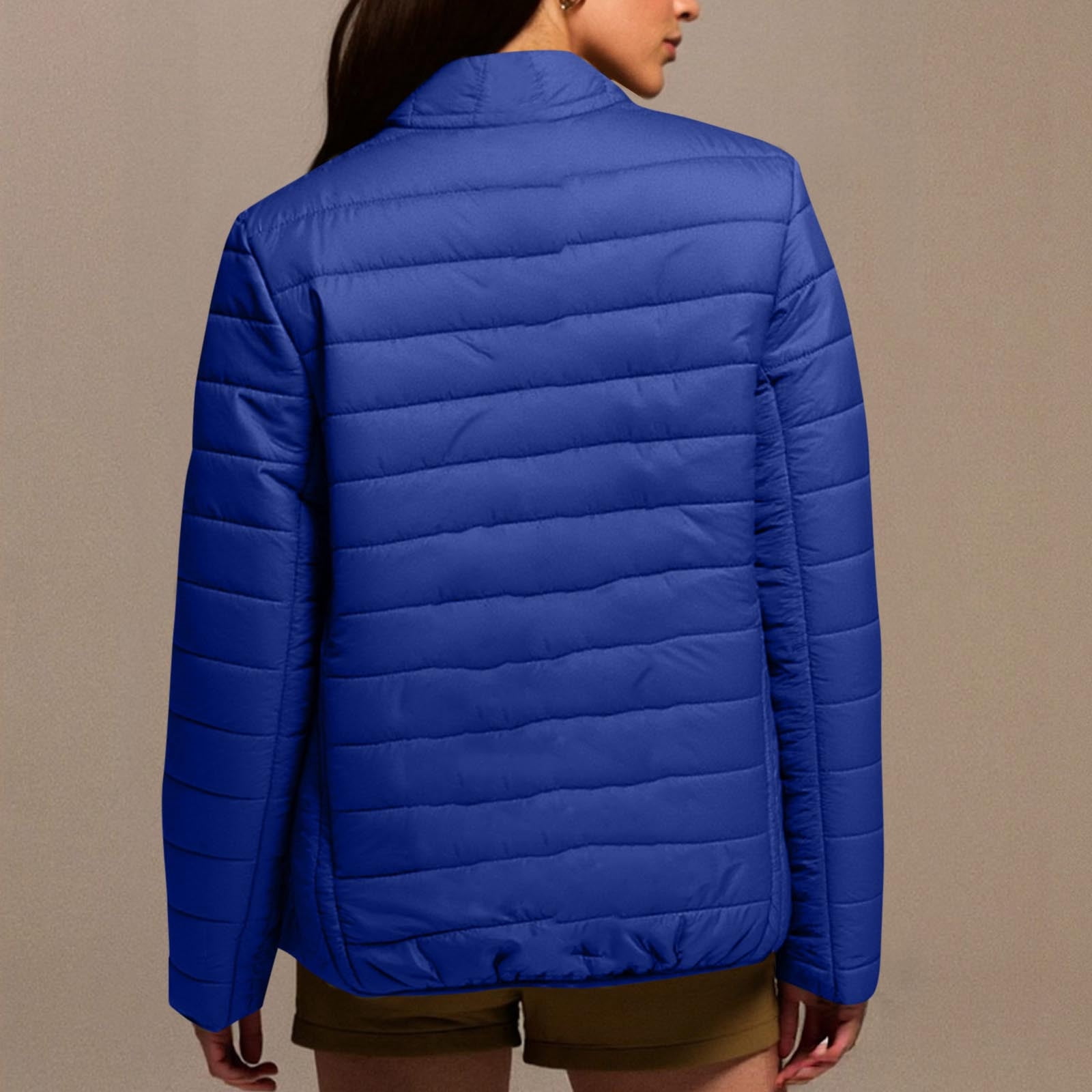 Women's Puffer Jackets Quilted Packable Puffy Coats Lightweight Winter Warm Zip Up Down Jacket Stand Collar