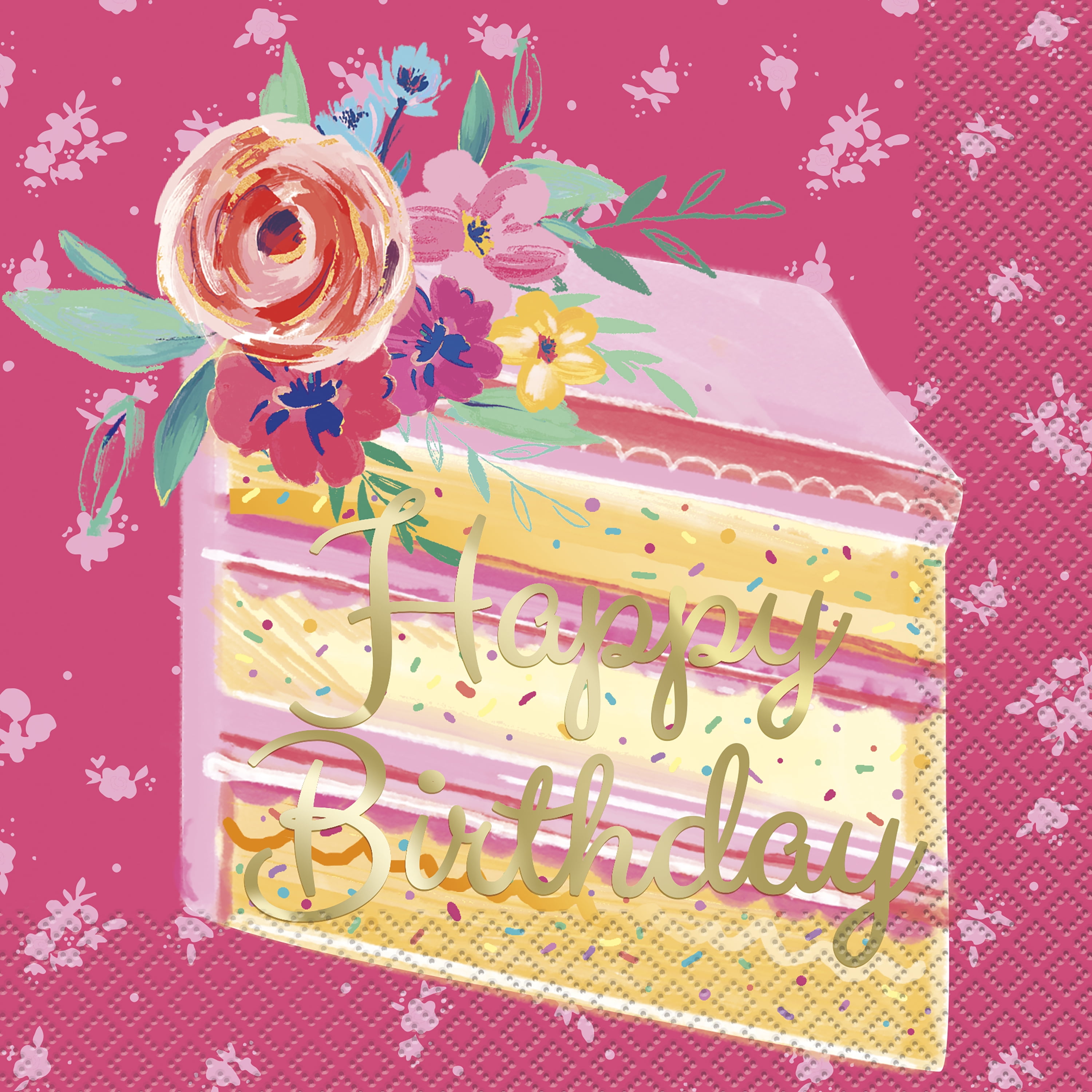 The Pioneer Woman Floral Pink Cake Paper Luncheon Napkins, 6.5in, 24ct